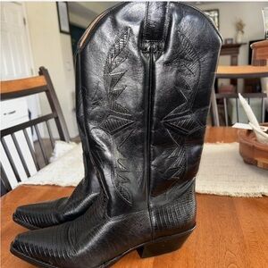 Black Leather Western Cowboy Boots